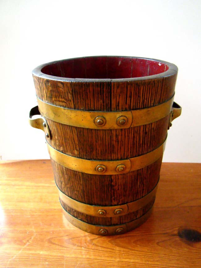 A very fine early 19th century brass bound ships' fire bucket